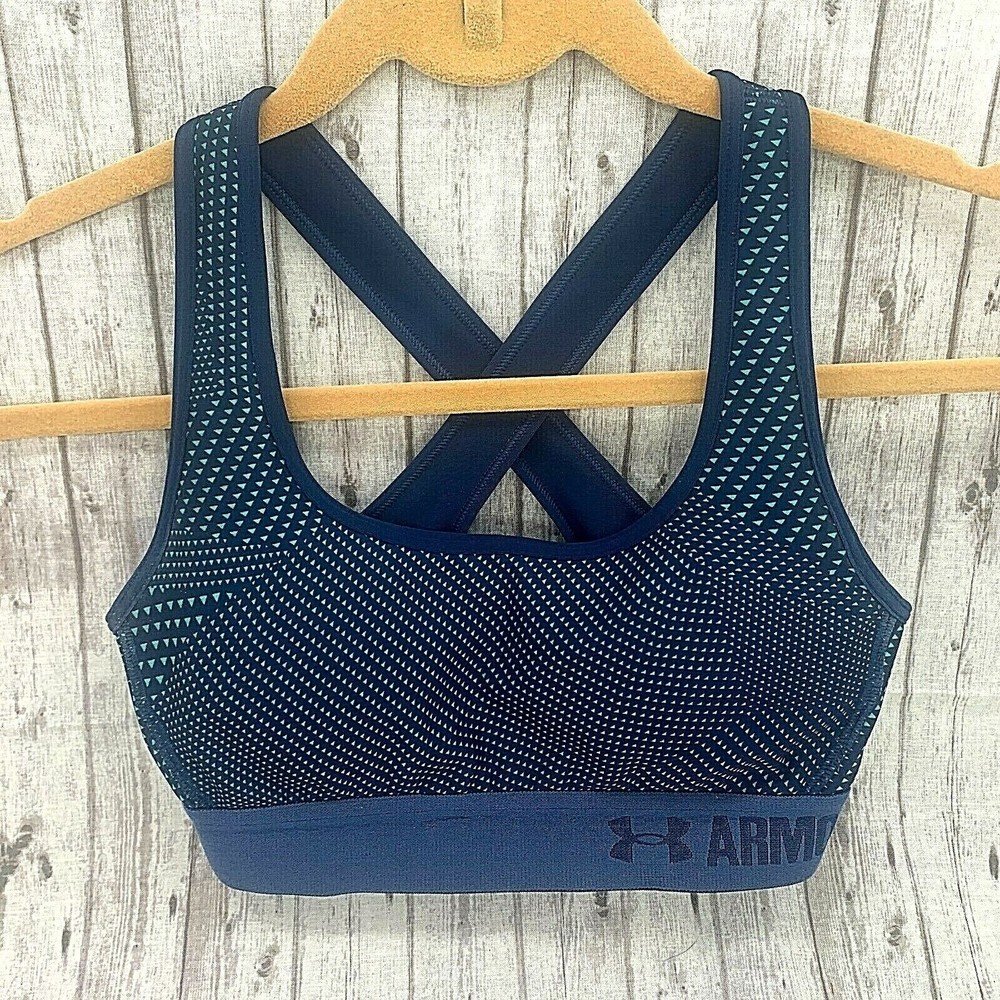Under Armour Womens Sport Bra Padded Athletic Blue Size XS Extra Small Crossback